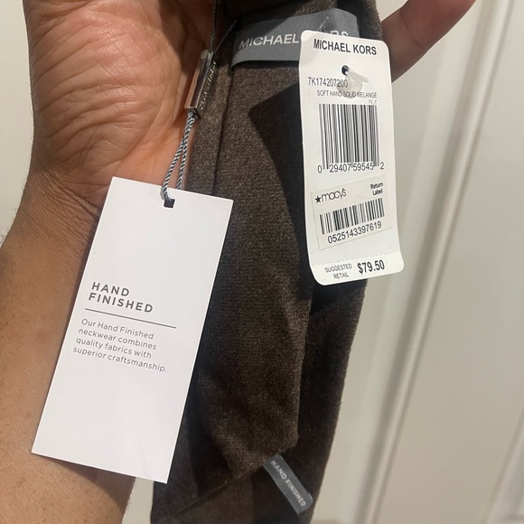 NWT Michael Kors Brown Solid Wool-Blend Necktie Sz OS - Picture 12 of 12